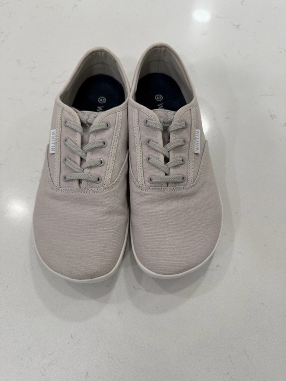 WHITIN Men's Casual Canvas Lace-Up Sneakers in Light Beige